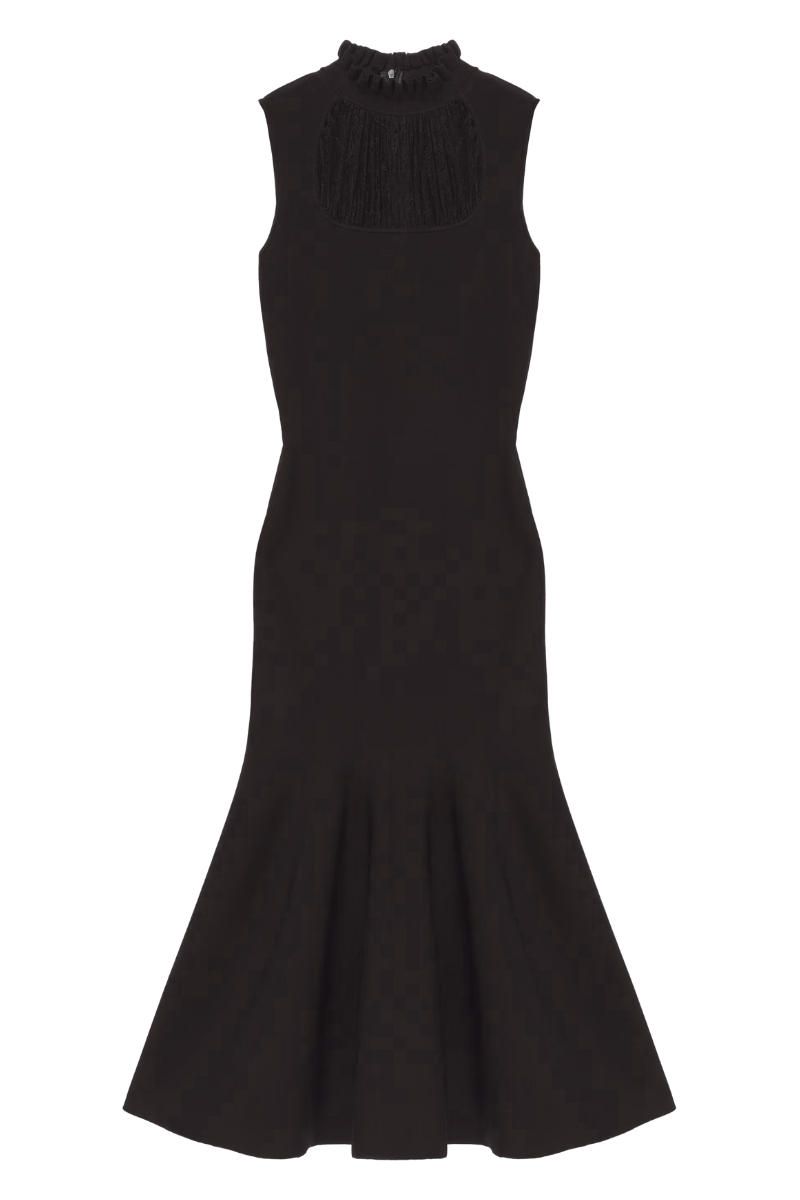 alexander mcqueen black dress Lace Panel Midi Dress Alexander McQueen
