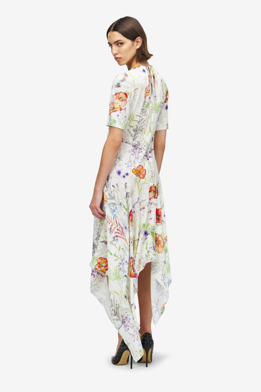 Meadow Floral Asymmetric Dress-Alexander McQueen-Boyds Philadelphia