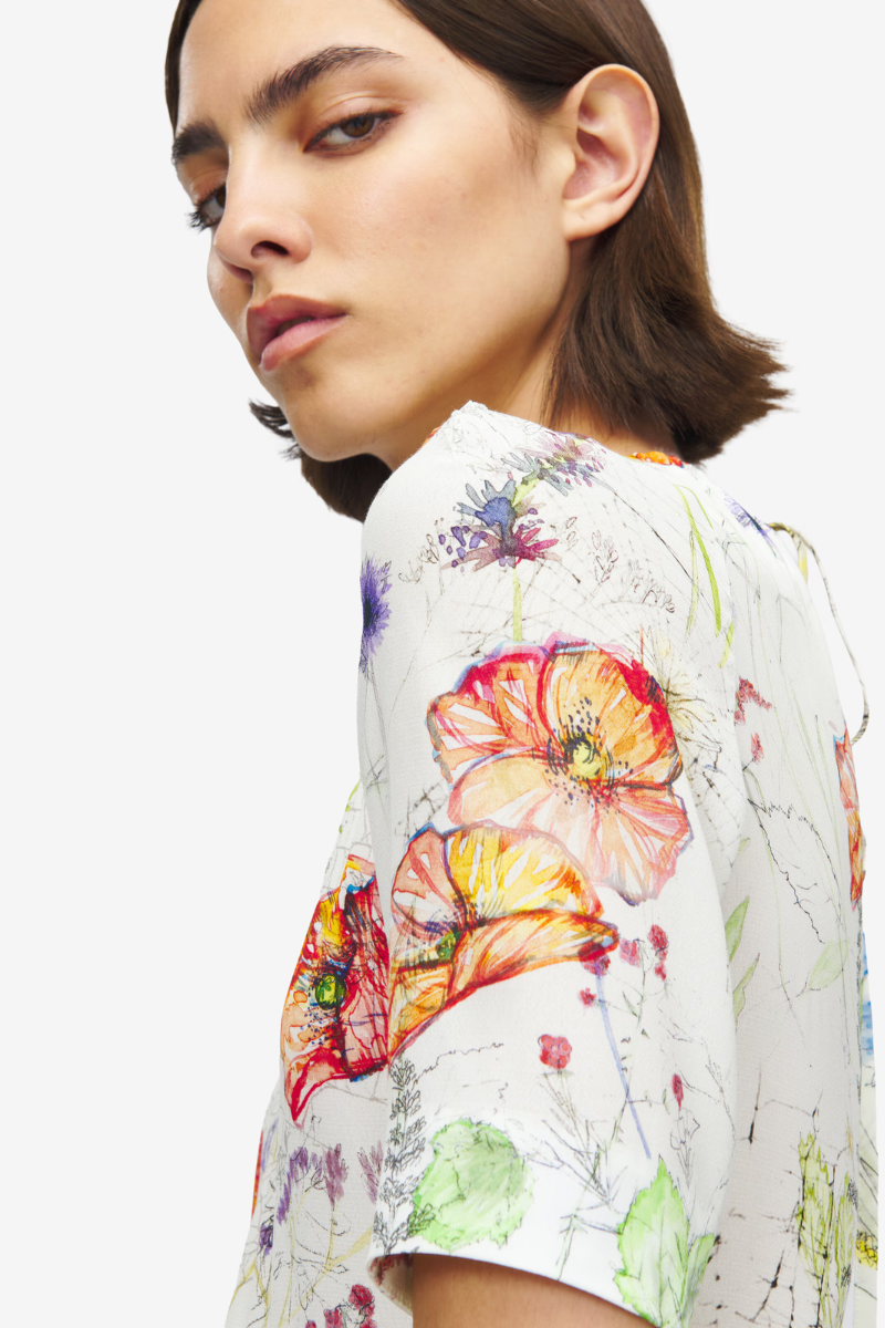 Meadow Floral Asymmetric Dress-Alexander McQueen-Boyds Philadelphia