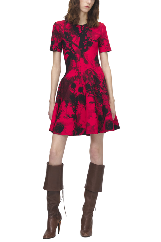 Floral Jacquard Mini Dress-Alexander McQueen-Boyds Philadelphia