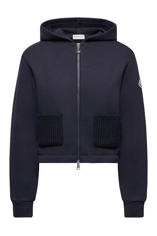 Knit Accent Zip-Up Hoodie-Moncler-Boyds Philadelphia