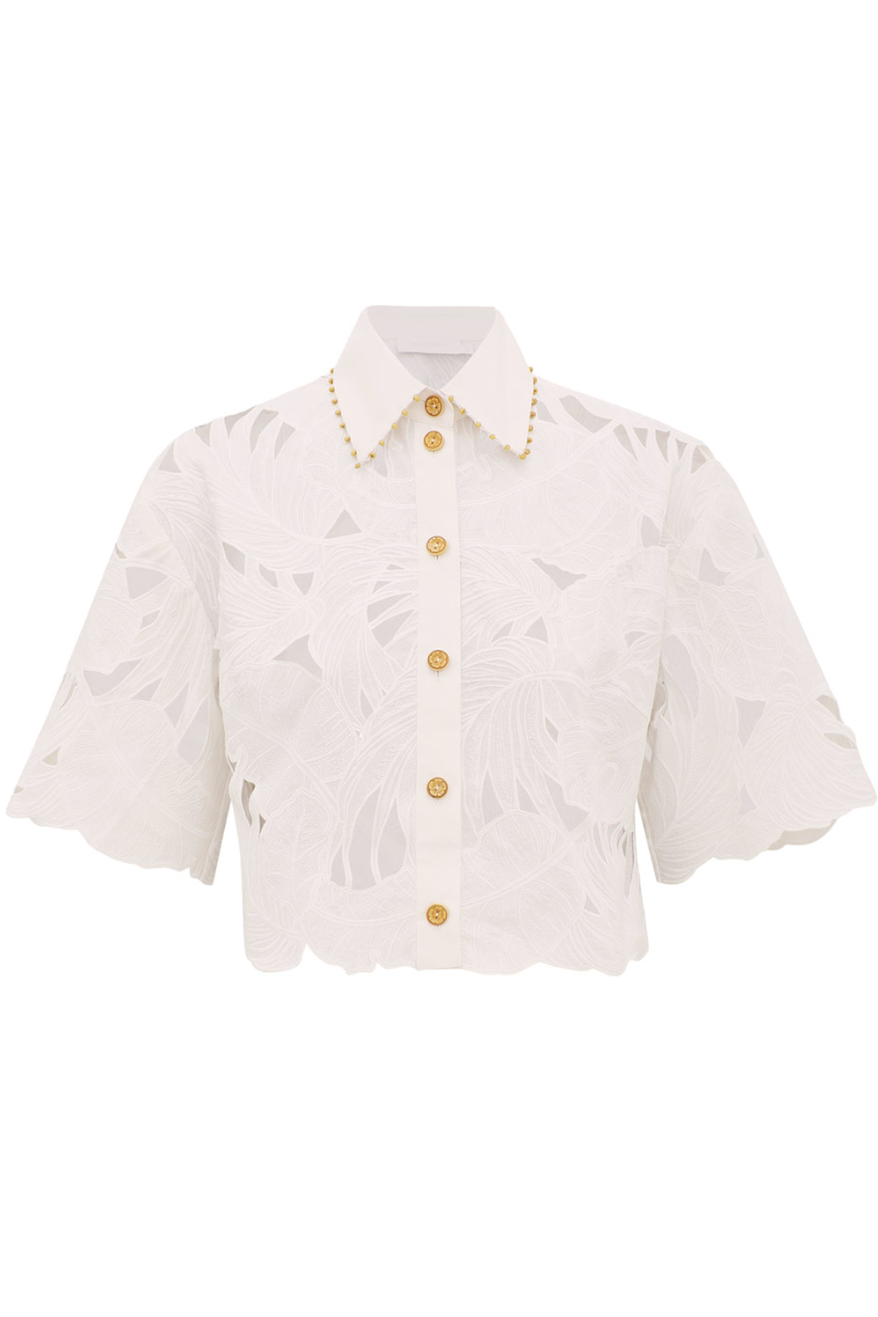 Mahon Embroidered Crop Shirt-ZIMMERMANN-Boyds Philadelphia