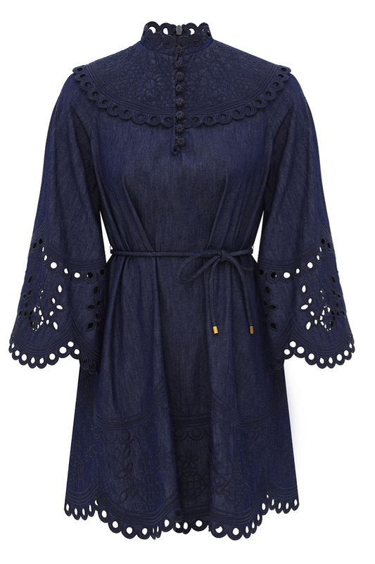 Mahon Broderie Denim Dress-ZIMMERMANN-Boyds Philadelphia