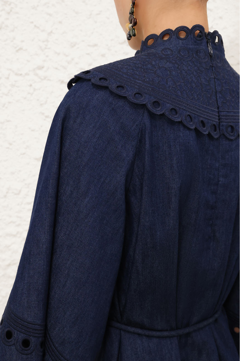 Mahon Broderie Denim Dress-ZIMMERMANN-Boyds Philadelphia