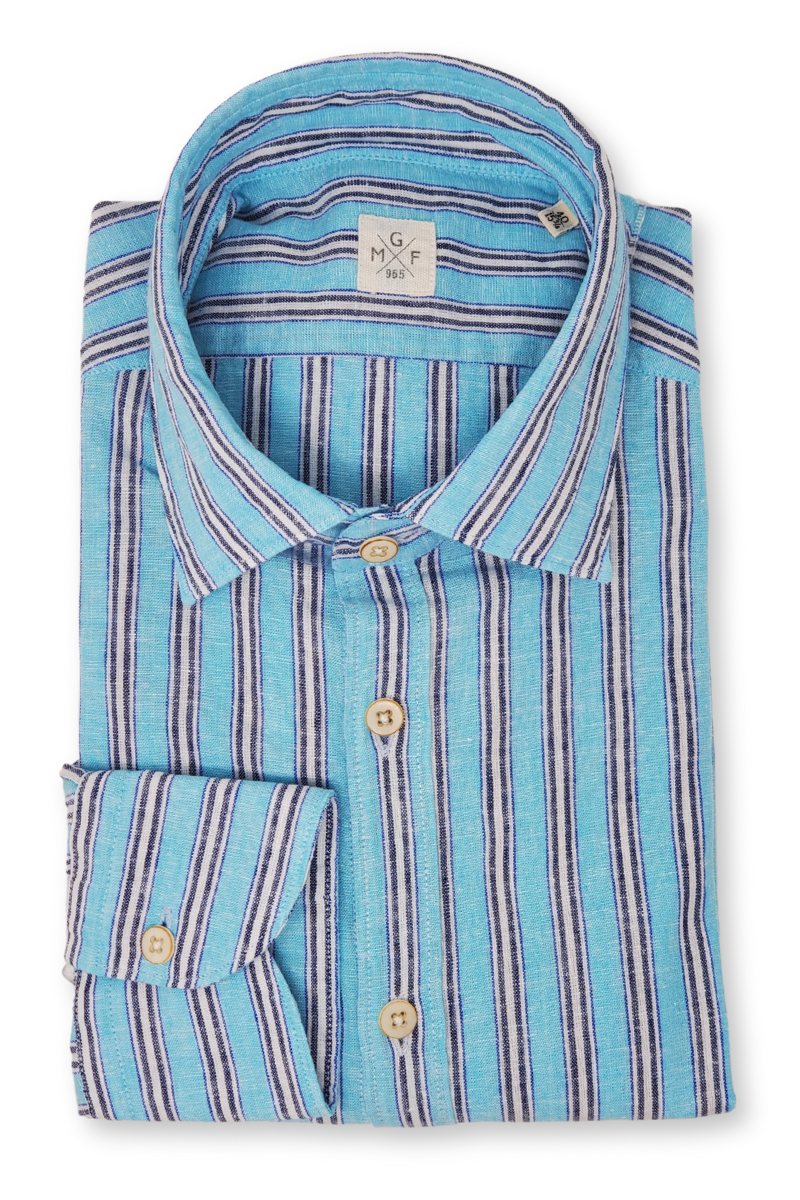 Linen Stripe Shirt-GMF 965-Boyds Philadelphia