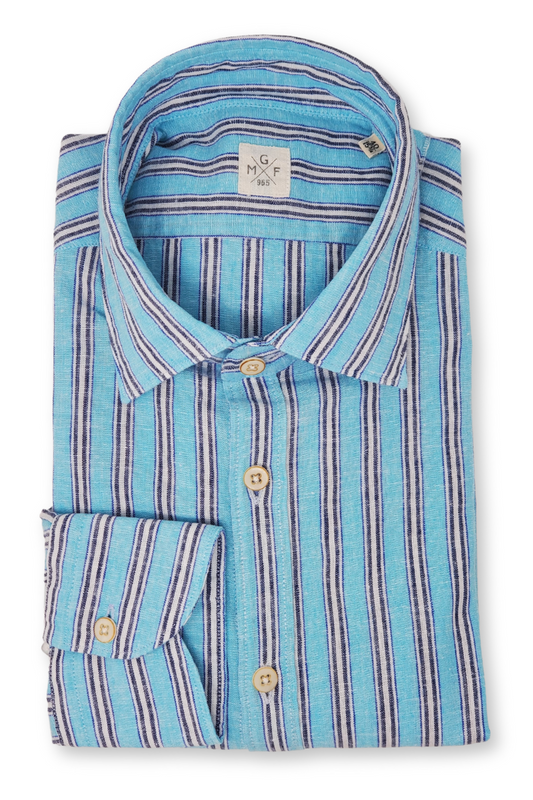 Linen Stripe Shirt-GMF 965-Boyds Philadelphia