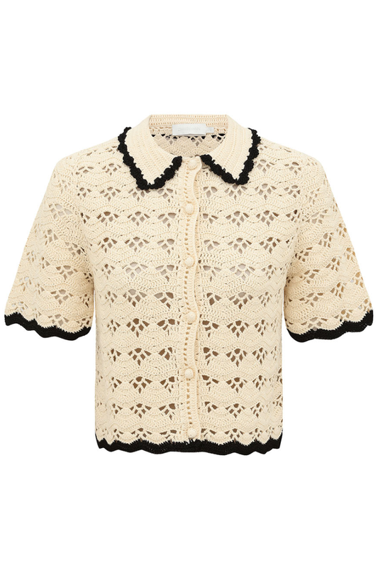 Aster Crochet Polo Top-ZIMMERMANN-Boyds Philadelphia