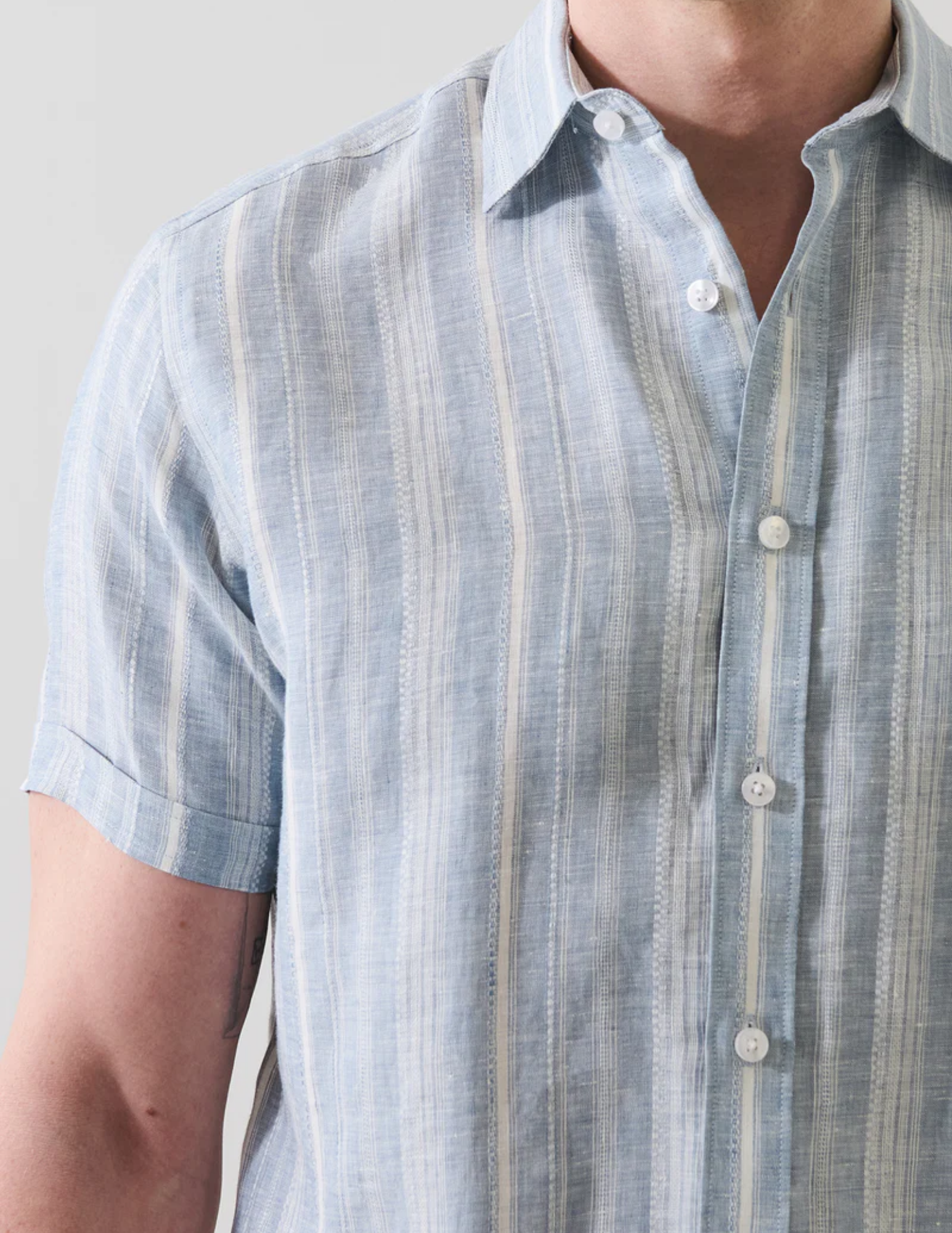 Jacquard Stripe Linen Shirt-Patrick Assaraf-Boyds Philadelphia