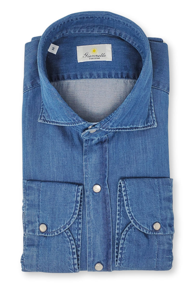 Luxe Denim Shirt-Giannetto Portofino-Boyds Philadelphia