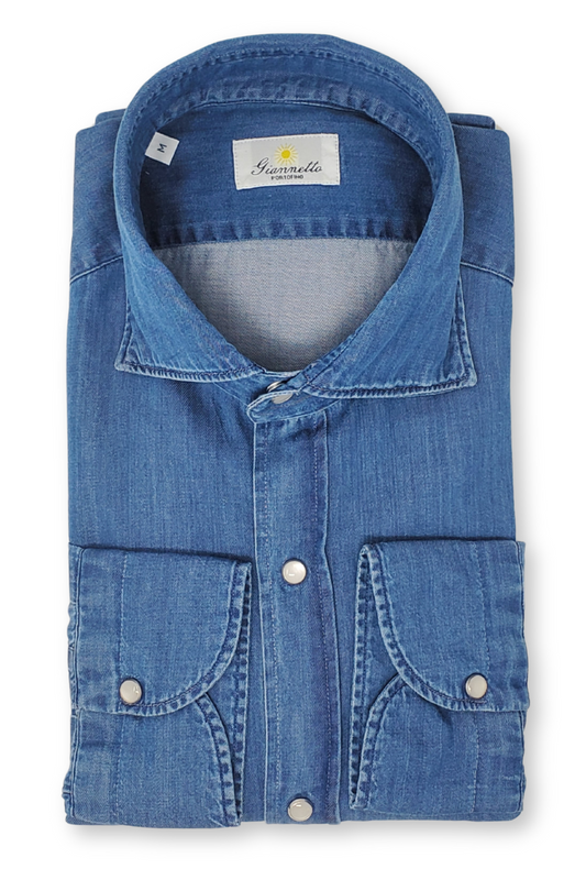 Luxe Denim Shirt-Giannetto Portofino-Boyds Philadelphia