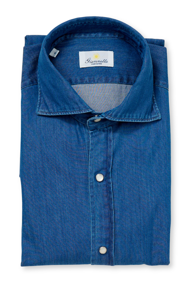 Luxe Denim Shirt-Giannetto Portofino-Boyds Philadelphia