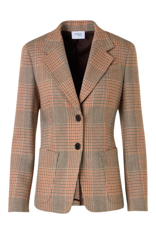 Glen-Check Heavy Wool Twill Long-Sleeve Jacket