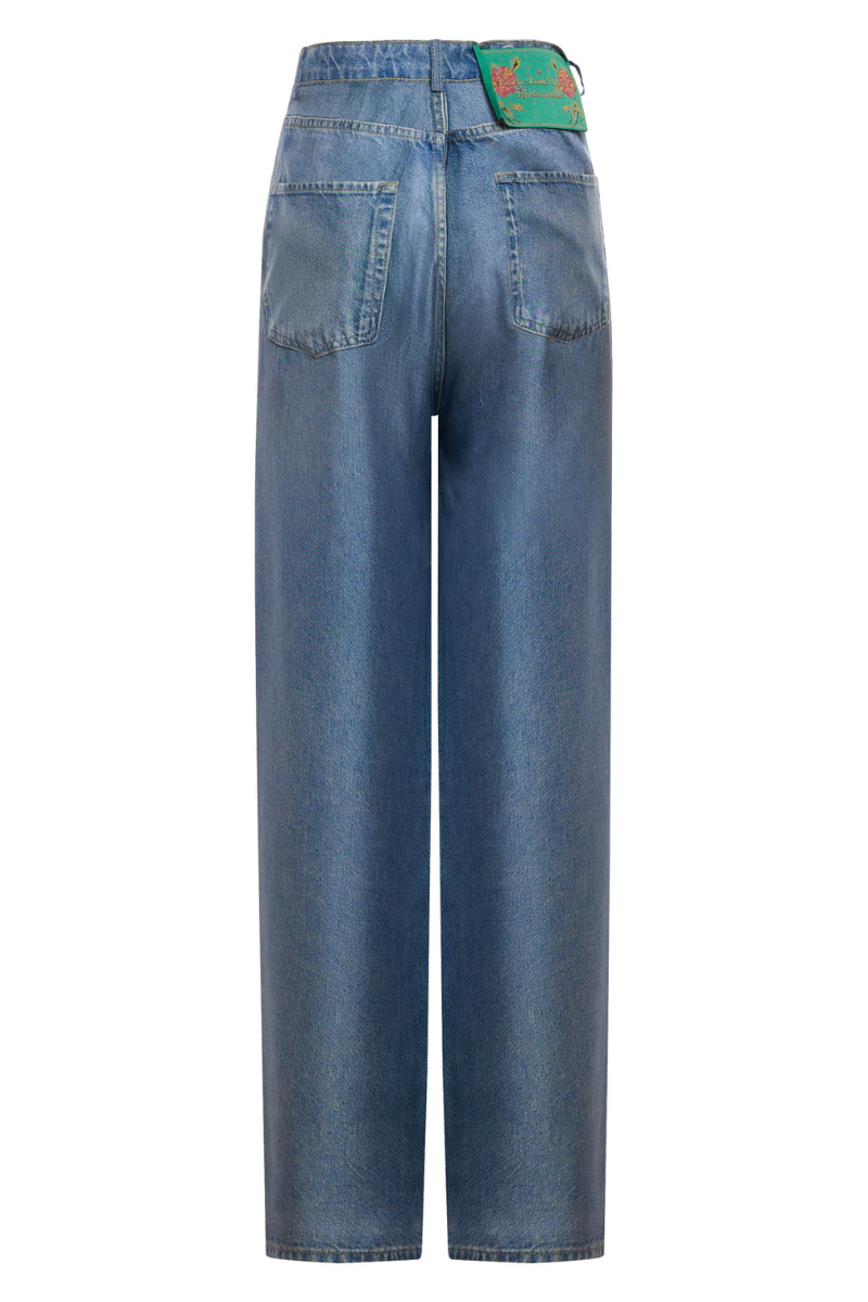 ALOE Printed Denim Silk Pants-Pierre-Louis Mascia-Boyds Philadelphia