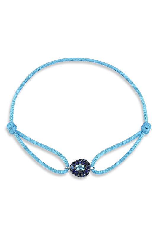 White Gold, Sapphire and Aquamarine String Bracelet-Aponine-Boyds Philadelphia