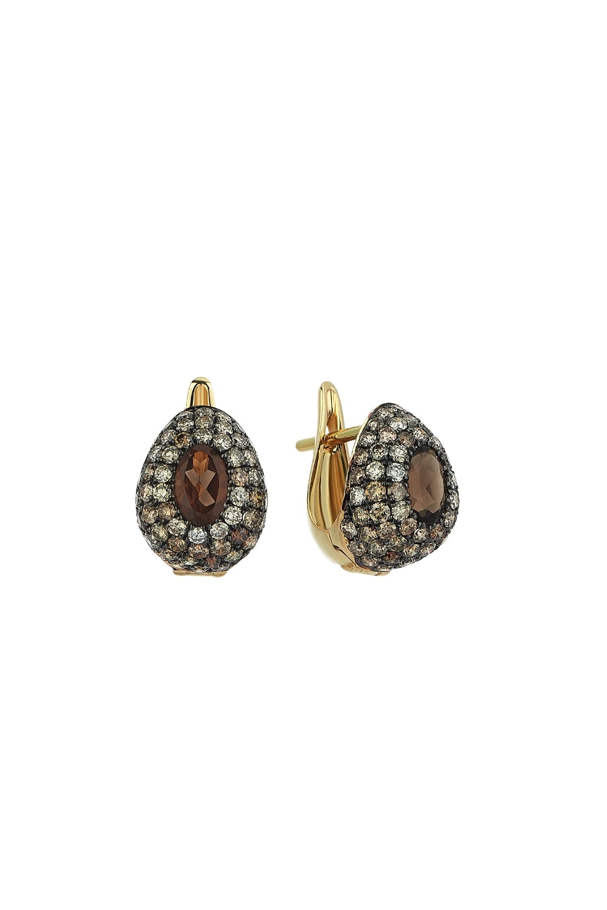 Yellow Gold, Diamond and Topaz Earrings-Aponine-Boyds Philadelphia
