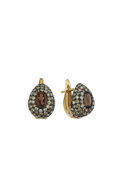 Yellow Gold, Diamond and Topaz Earrings-Aponine-Boyds Philadelphia