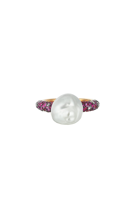 Rose Gold, Ruby and Pearl Ring-Aponine-Boyds Philadelphia
