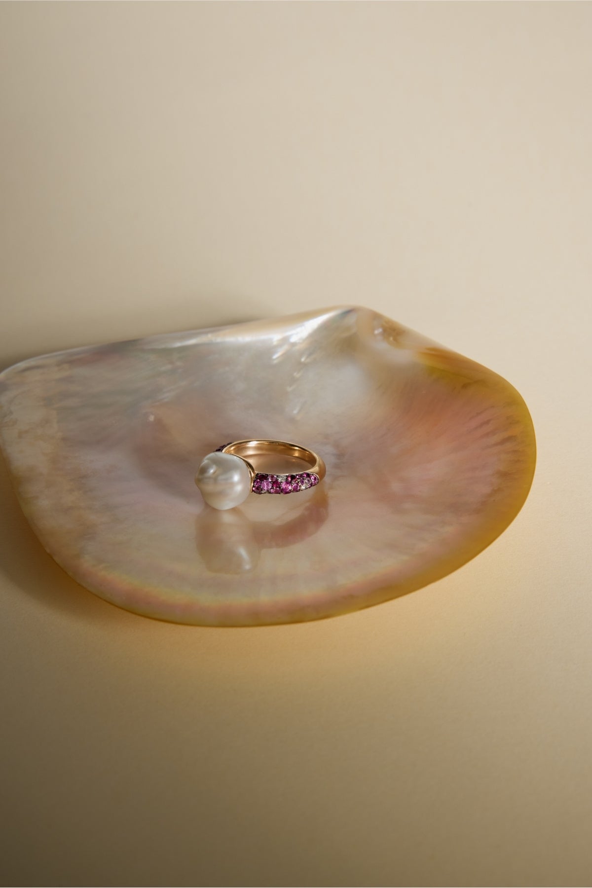 Rose Gold, Ruby and Pearl Ring-Aponine-Boyds Philadelphia