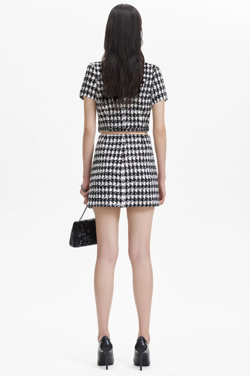 Check Boucle Mini Skirt-Self-Portrait-Boyds Philadelphia