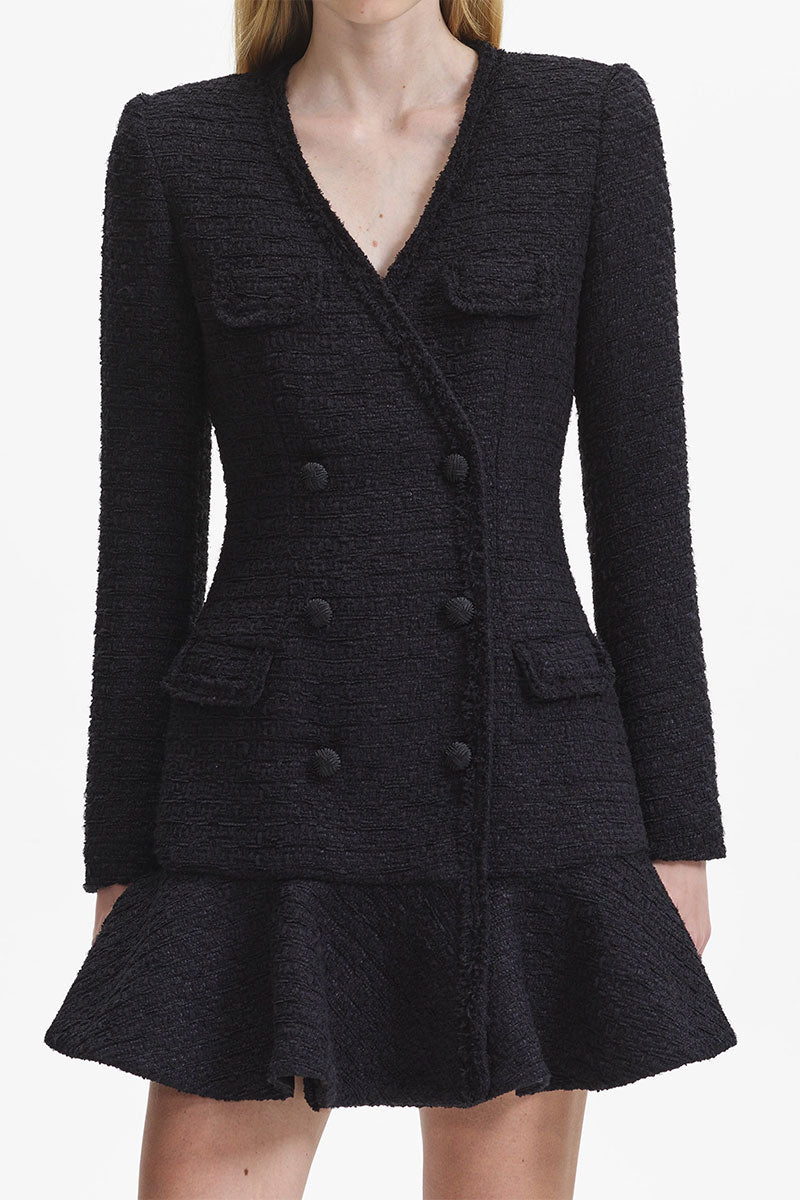 Boucle V-Neck Mini Dress-Self-Portrait-Boyds Philadelphia
