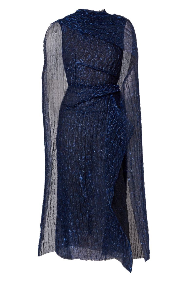 Asymmetrical Draped Midi Dress-ERDEM-Boyds Philadelphia