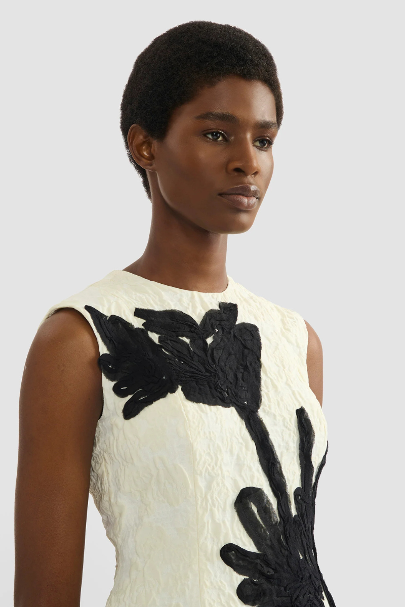 Embroidered Jacquard Flared Midi Dress-ERDEM-Boyds Philadelphia