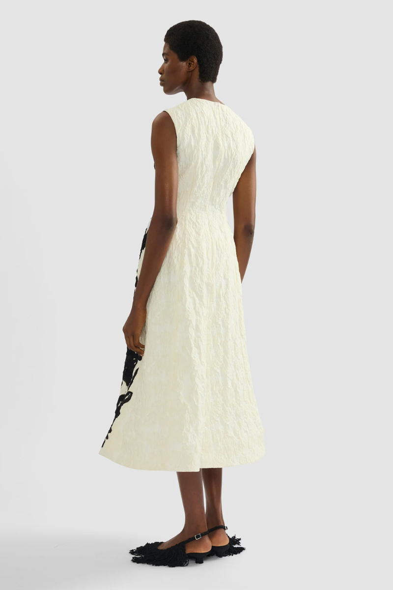 Embroidered Jacquard Flared Midi Dress-ERDEM-Boyds Philadelphia