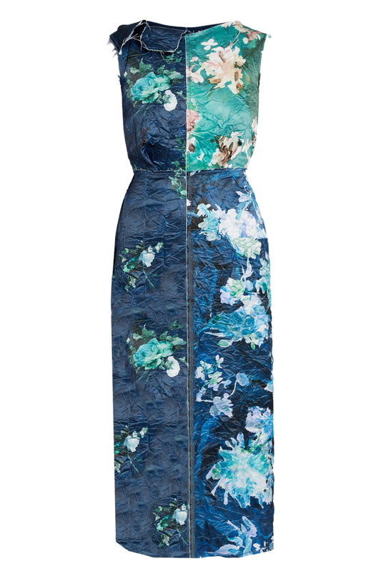 Floral Print Textured Midi Dress-ERDEM-Boyds Philadelphia