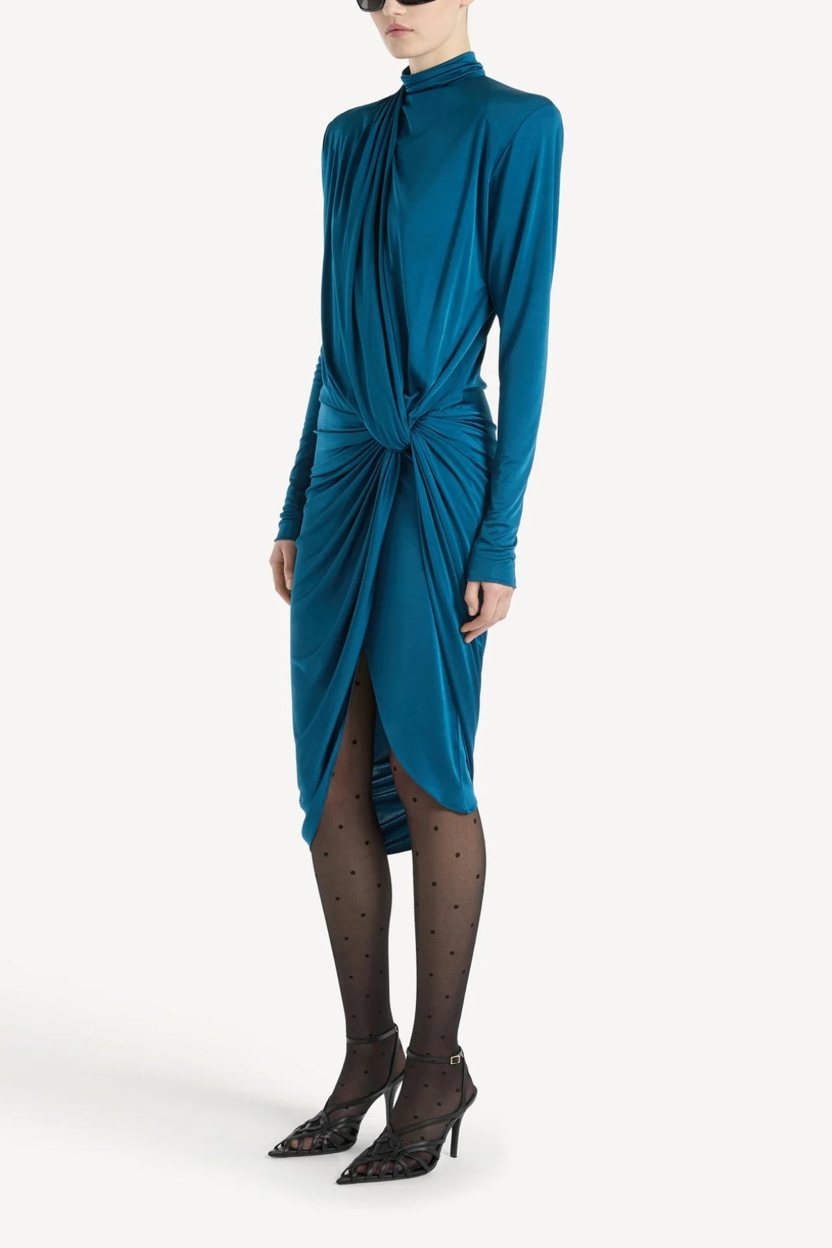 Draped Flowing Jersey Dress-Balmain-Boyds Philadelphia