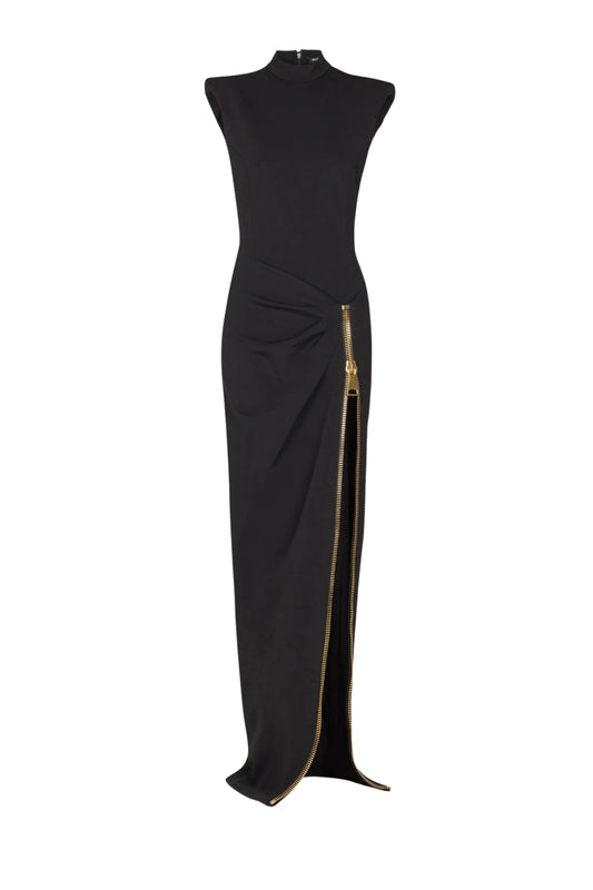 Long Jersey Dress with Leg Slit-Balmain-Boyds Philadelphia