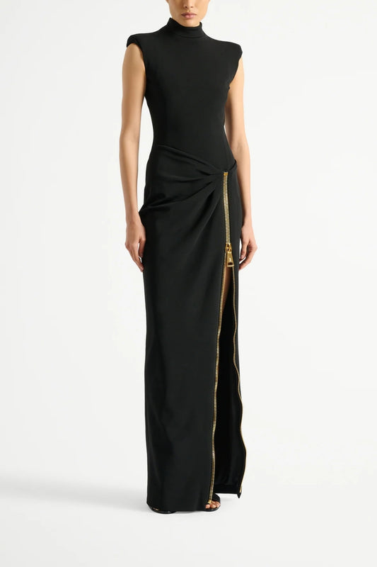Long Jersey Dress with Leg Slit-Balmain-Boyds Philadelphia
