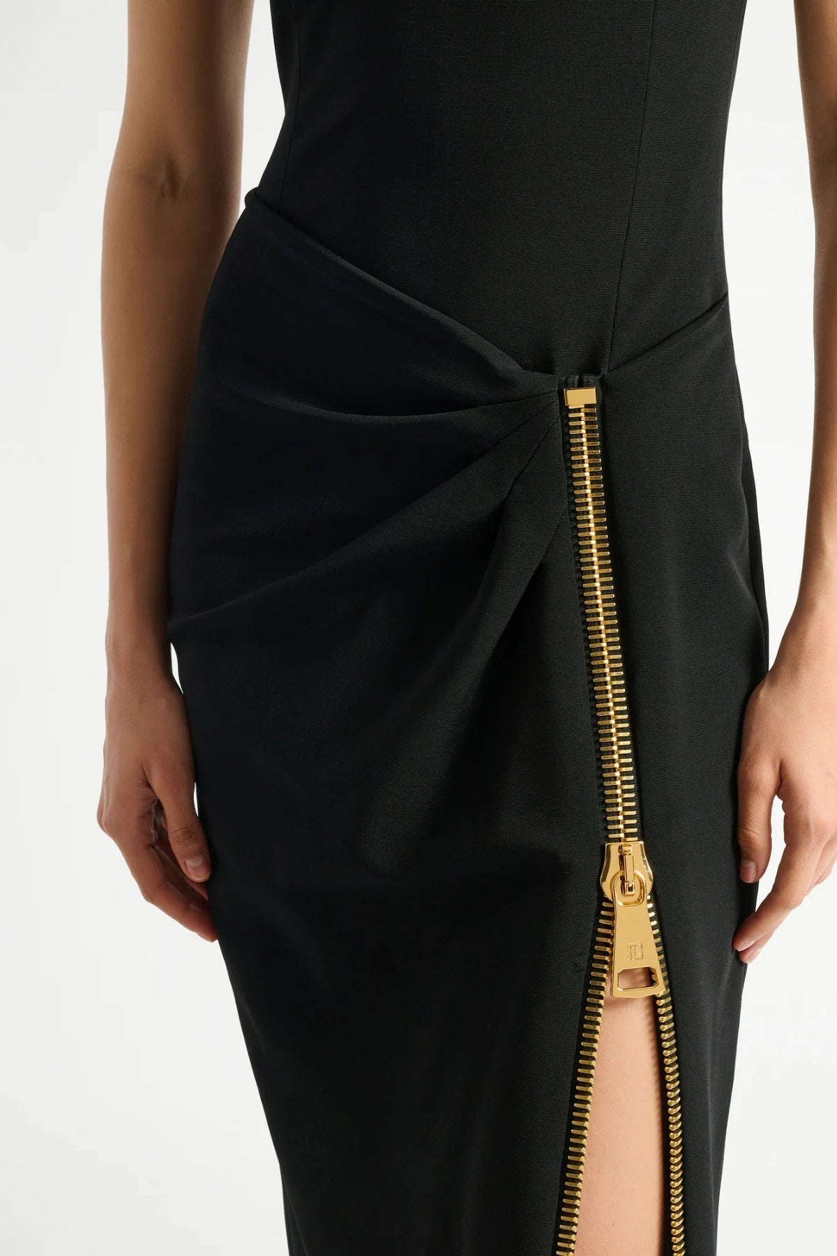 Long Jersey Dress with Leg Slit-Balmain-Boyds Philadelphia