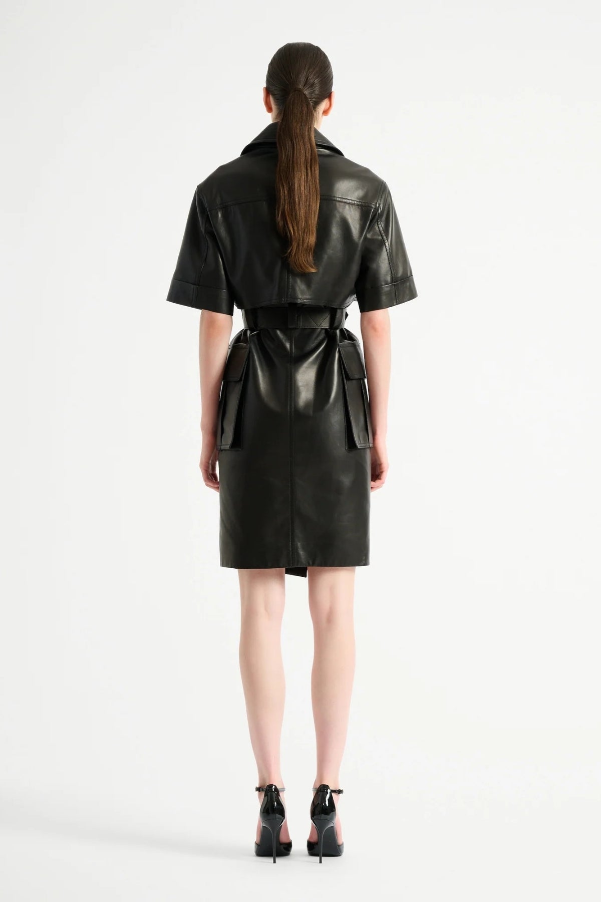Belted Lambskin Leather Dress-Balmain-Boyds Philadelphia