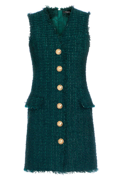 Sleeveless Tweed Dress-Balmain-Boyds Philadelphia