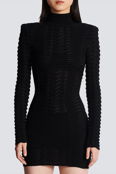 Knit High-Neck Dress-Balmain-Boyds Philadelphia
