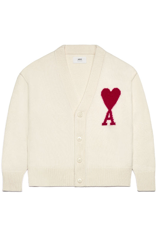 Women's Red Ami de Coeur Cardigan-AMI-Boyds Philadelphia