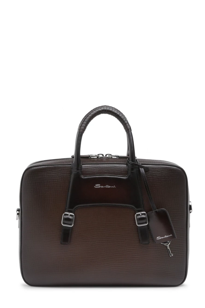 Embossed Leather Briefcase-Santoni-Boyds Philadelphia