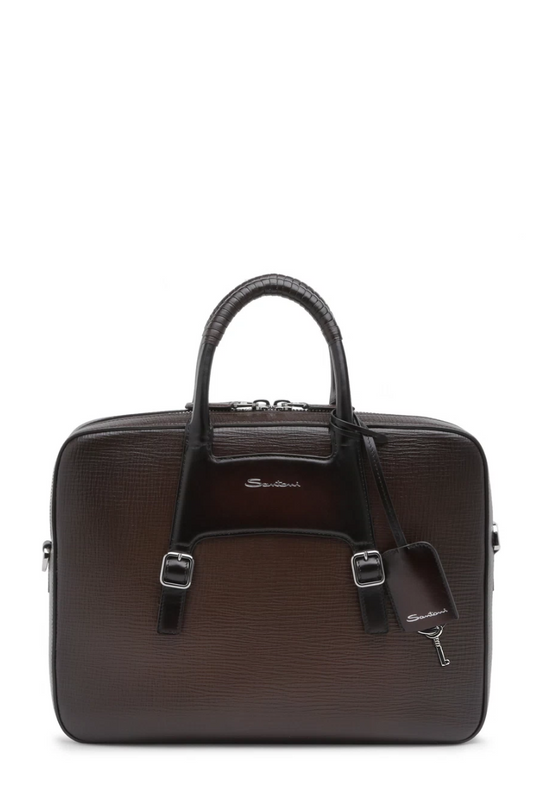 Embossed Leather Briefcase-Santoni-Boyds Philadelphia