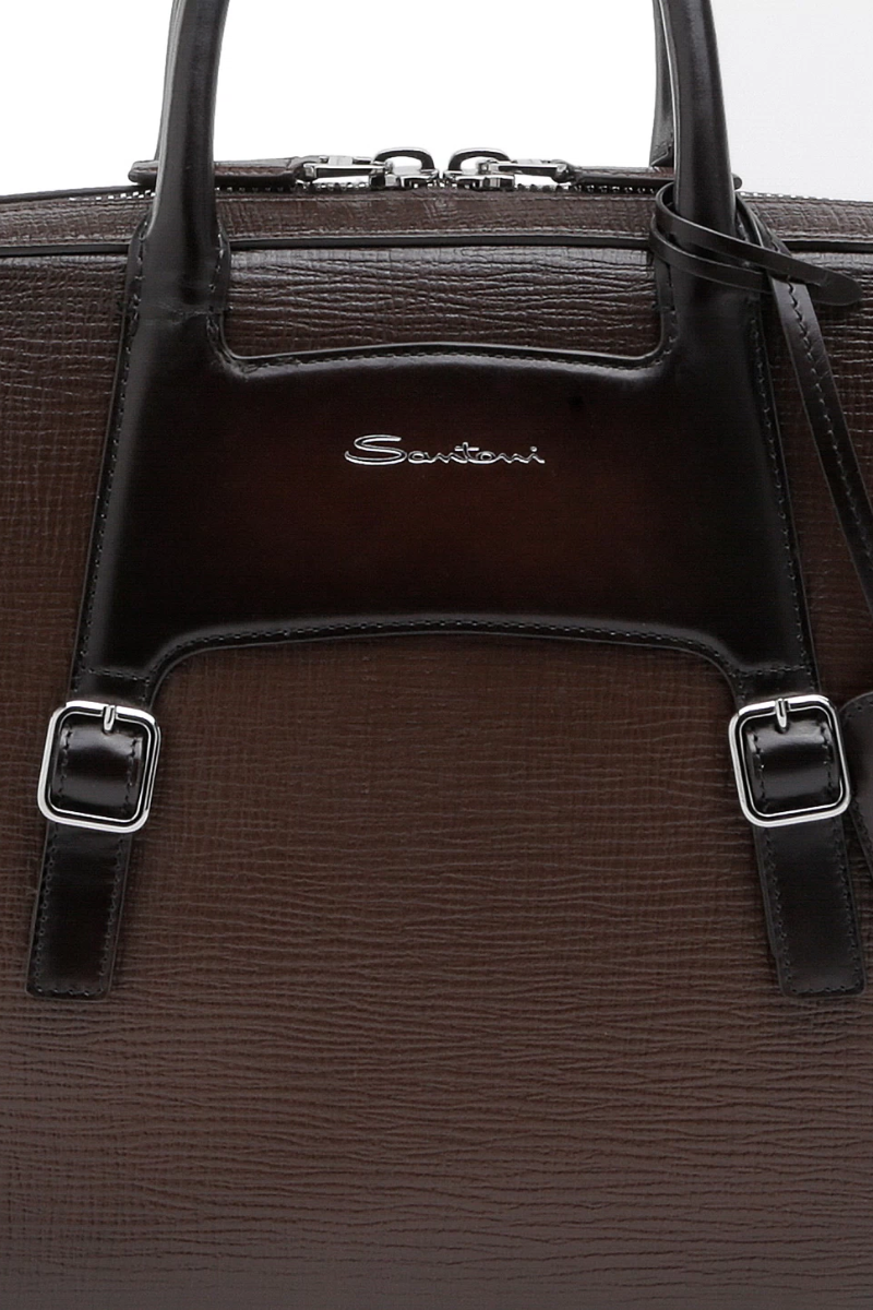 Embossed Leather Briefcase-Santoni-Boyds Philadelphia