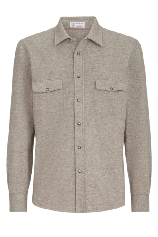 Virgin Wool, Cashmere and Silk Knit Shirt-Brunello Cucinelli-Boyds Philadelphia