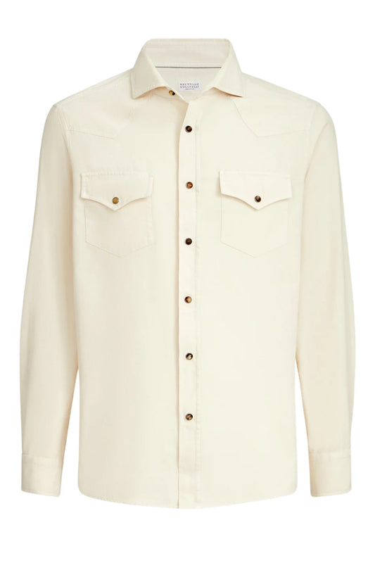 Garment-Dyed Western Shirt-Brunello Cucinelli-Boyds Philadelphia