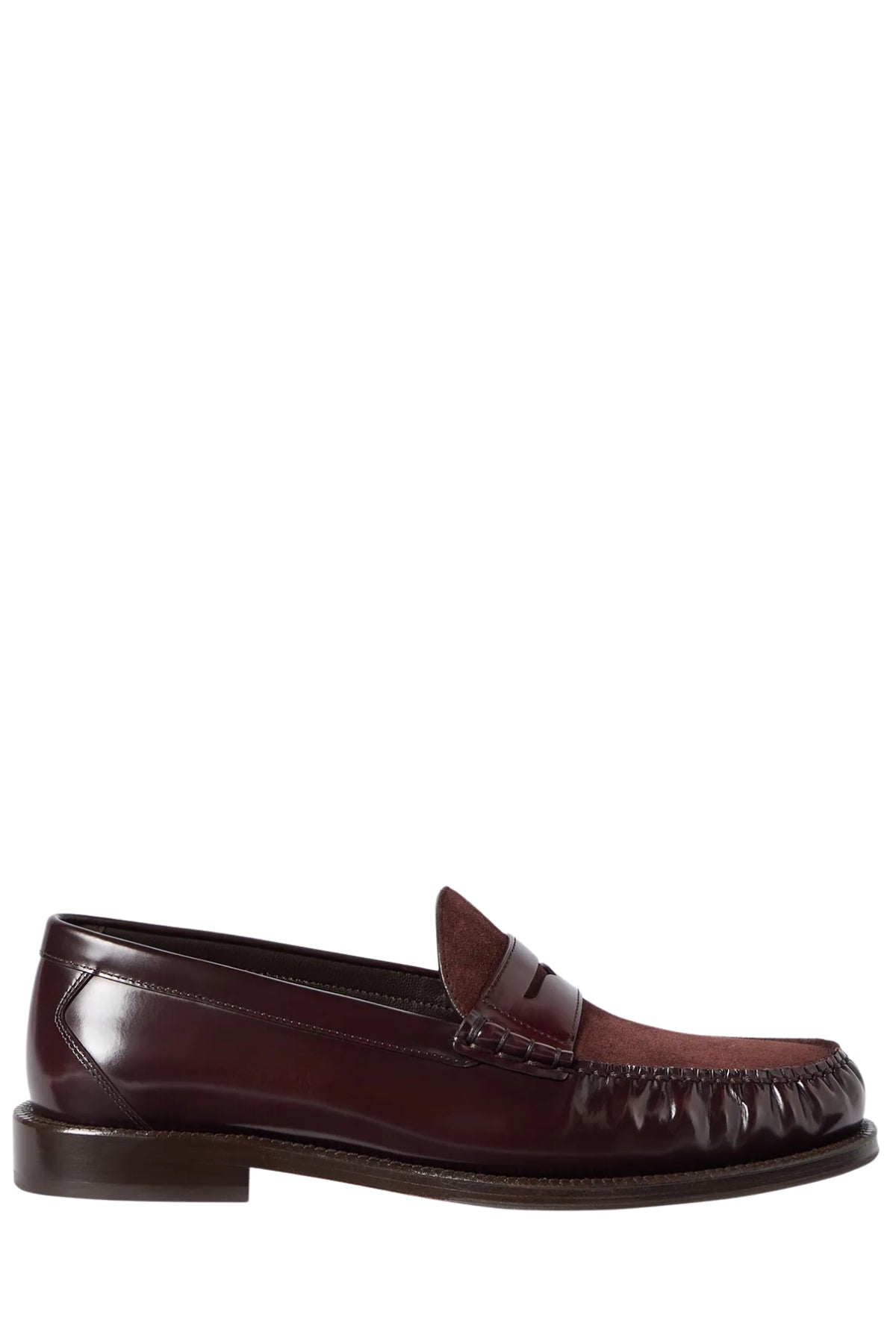 Polished Calfskin and Suede Loafers