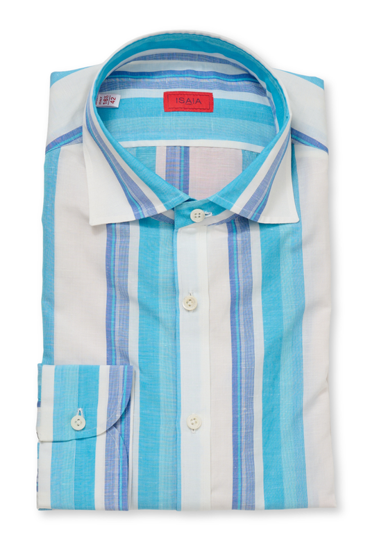Teal Striped Shirt-ISAIA-Boyds Philadelphia