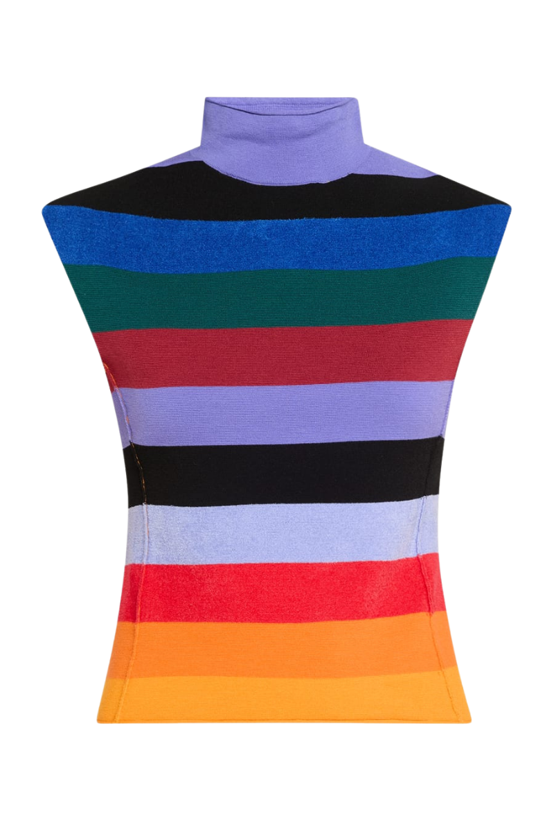 Rainbow Striped Mock Neck Top-Christopher John Rogers-Boyds Philadelphia