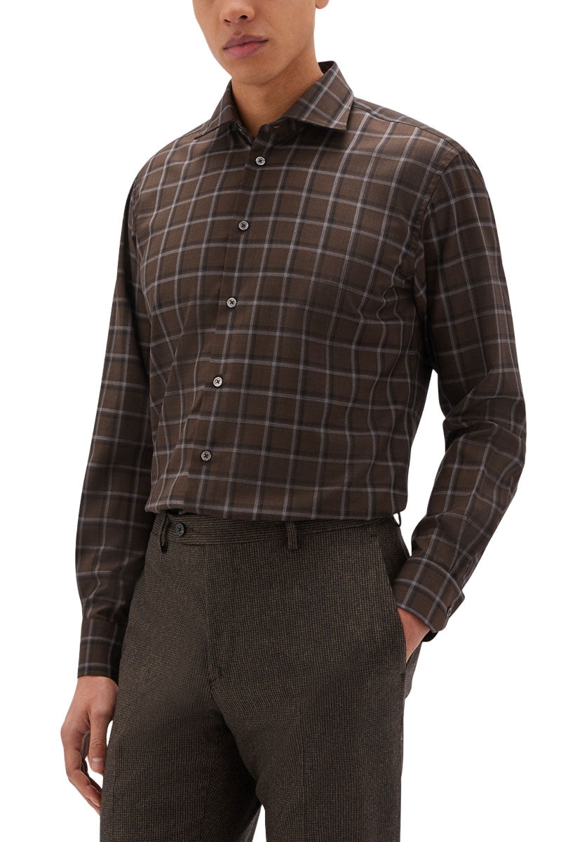 Chocolate Check Sport Shirt-Maurizio Baldassari-Boyds Philadelphia