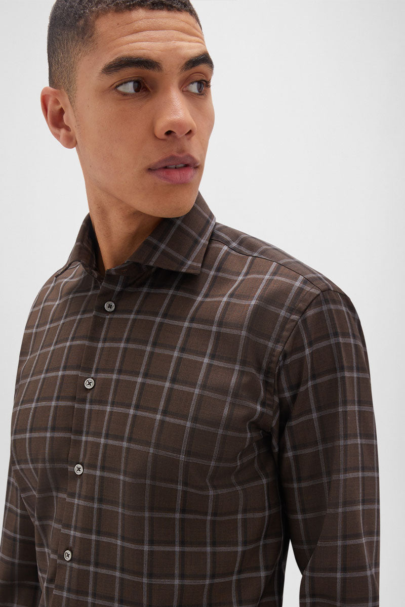Chocolate Check Sport Shirt-Maurizio Baldassari-Boyds Philadelphia