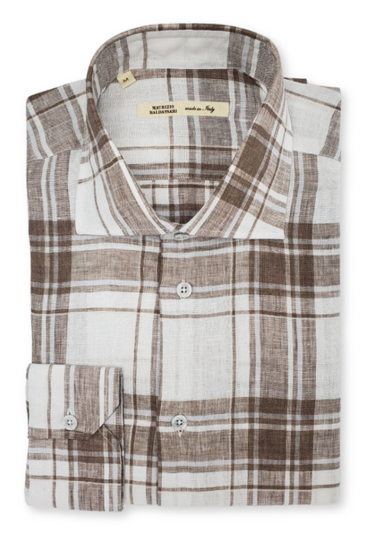 Linen Plaid Sport Shirt-Maurizio Baldassari-Boyds Philadelphia