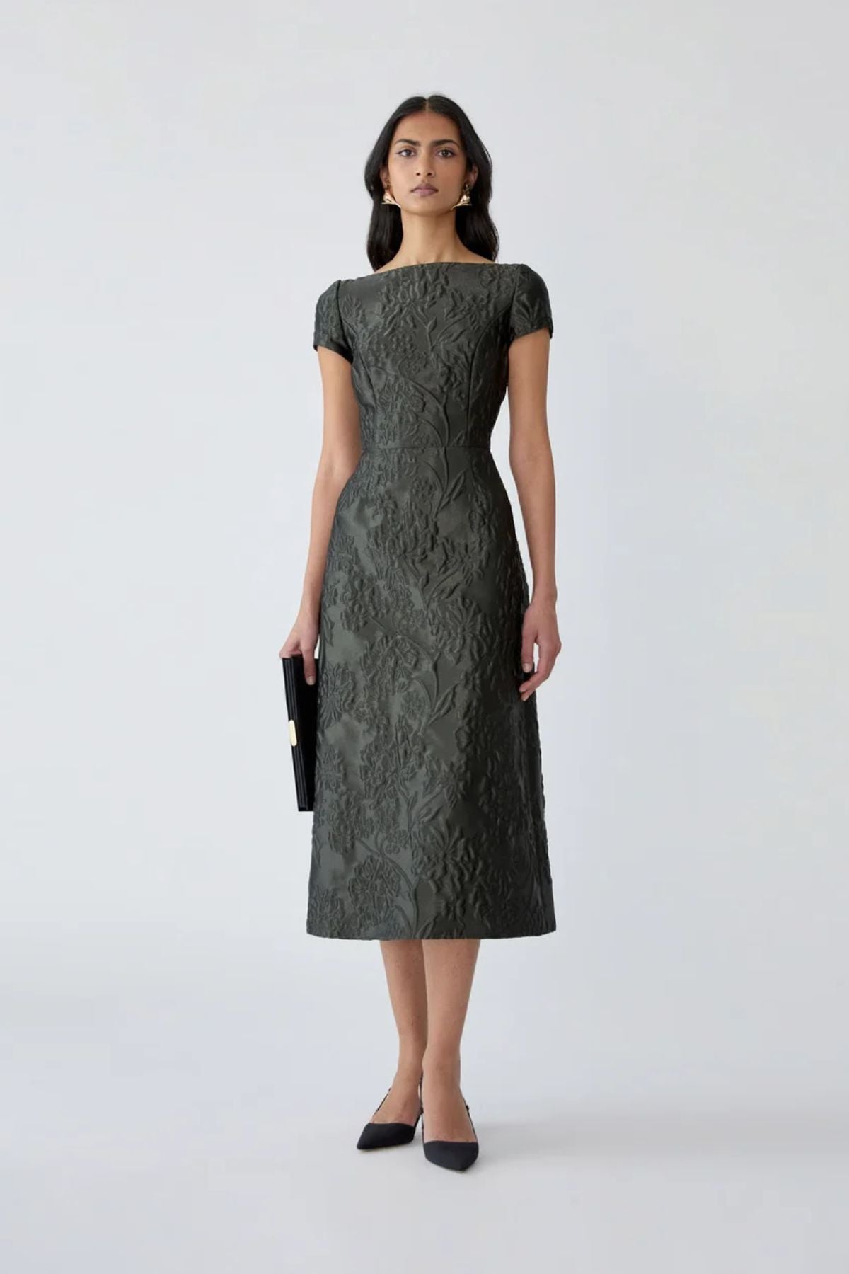 Floral Cloque Lurex Jacquard A-Line Dress-Carolina Herrera-Boyds Philadelphia