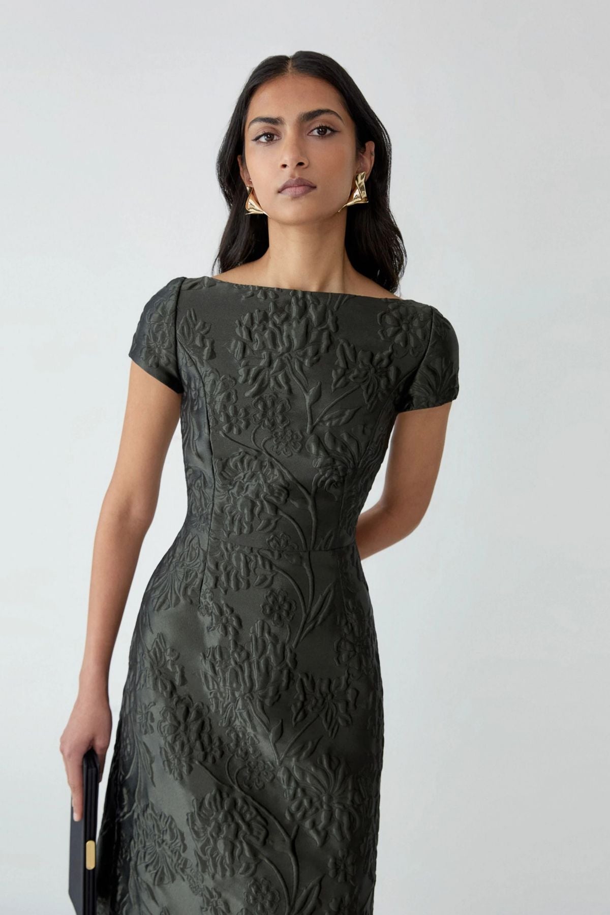 Floral Cloque Lurex Jacquard A-Line Dress-Carolina Herrera-Boyds Philadelphia