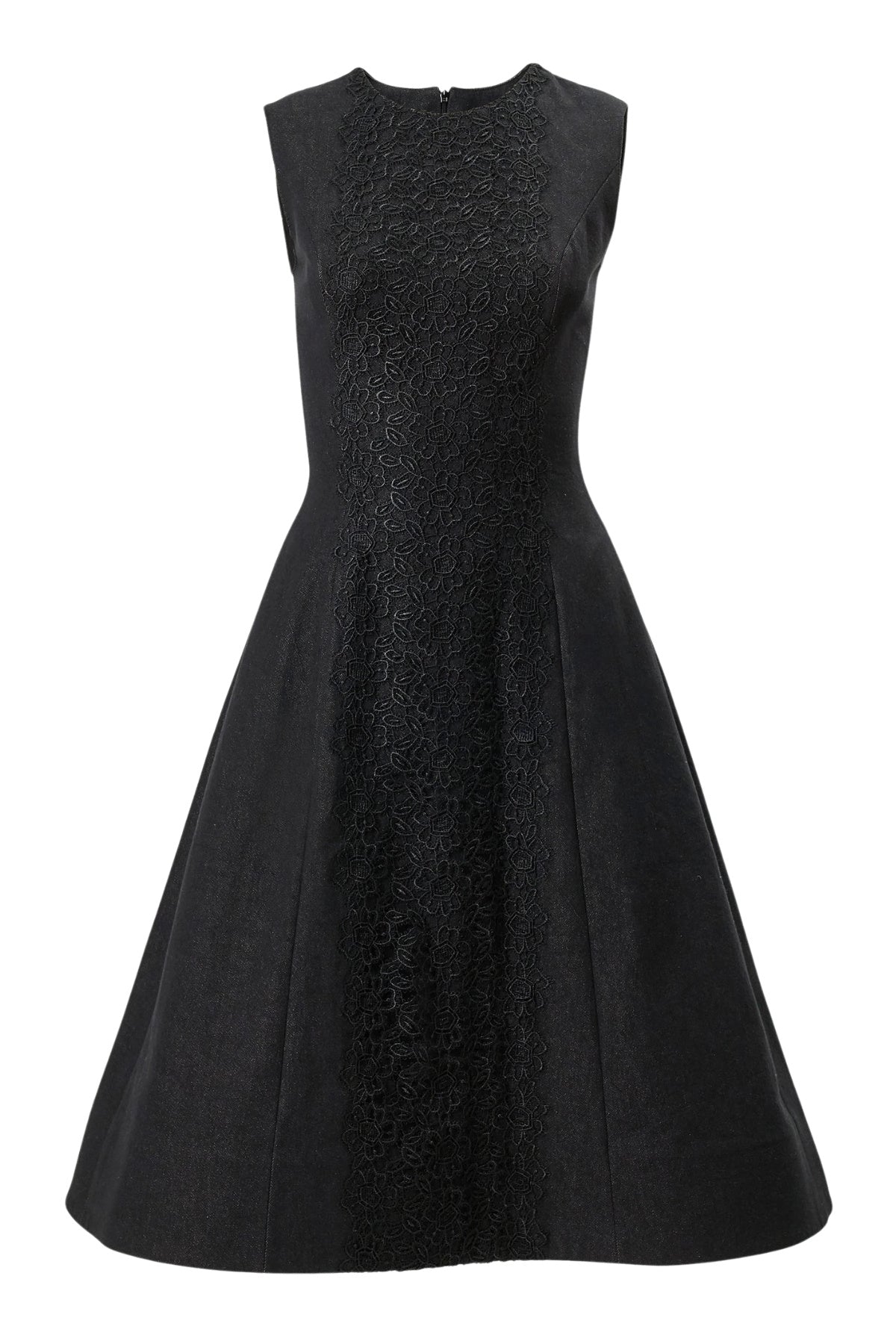 Lace-Embellished Denim Dress